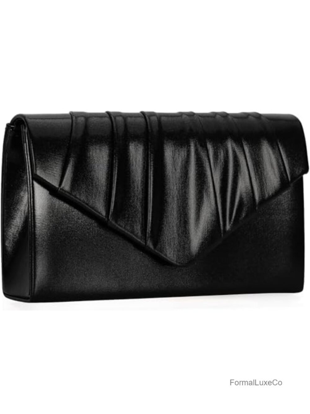 Metallic PU Leather Pleated Flap Envelope Clutch Purse Wedding Prom Party